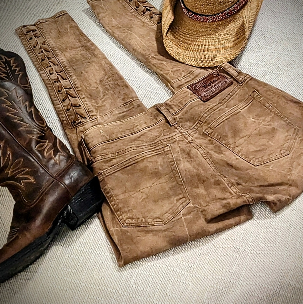 Ralph Lauren Polo lace up distressed jeans